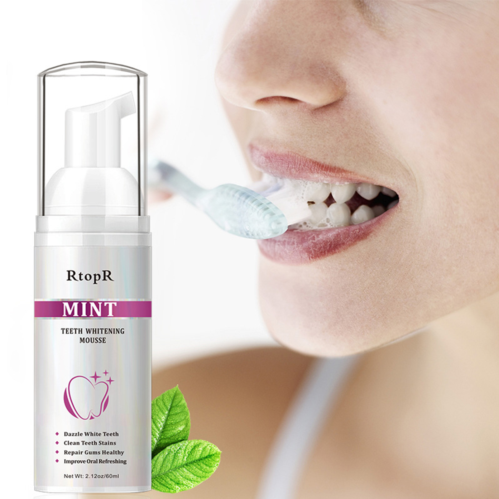 Teeth Whitening Foam Toothpaste - Teeth Whitening Mousse Mint Foam Toothpaste