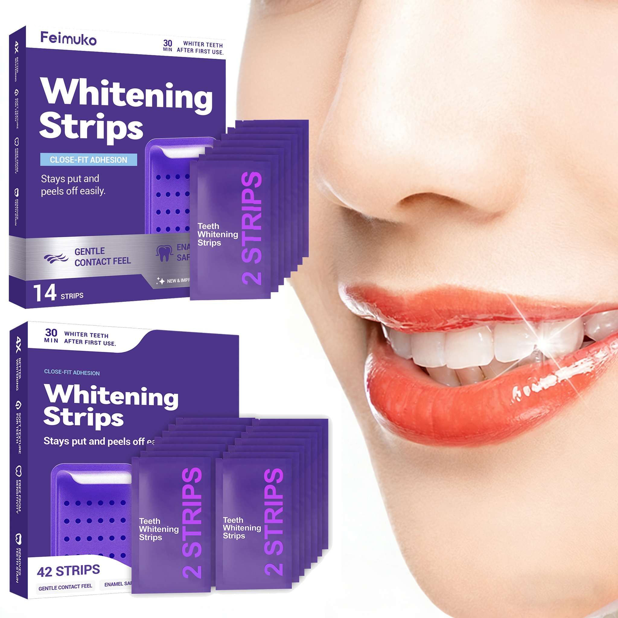 Teeth Whitening Yellow Teeth - Purple Teeth Whitening Strips Brighteni Tooth