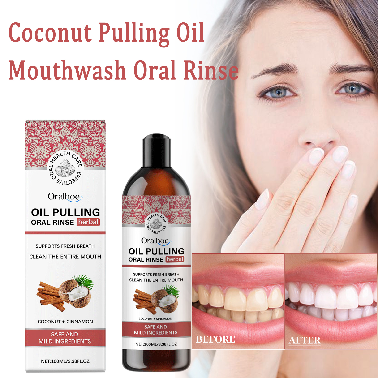 Coconut Pulling Oil Mouthwash  - огляд і ціна Teeth Whitening Oil Pulling