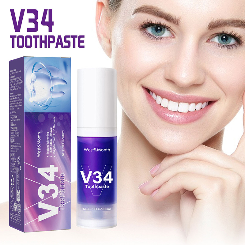 V34 Purple Toothpaste Mousse 3 - огляд і ціна Teeth Whitening Foam Toothpaste
