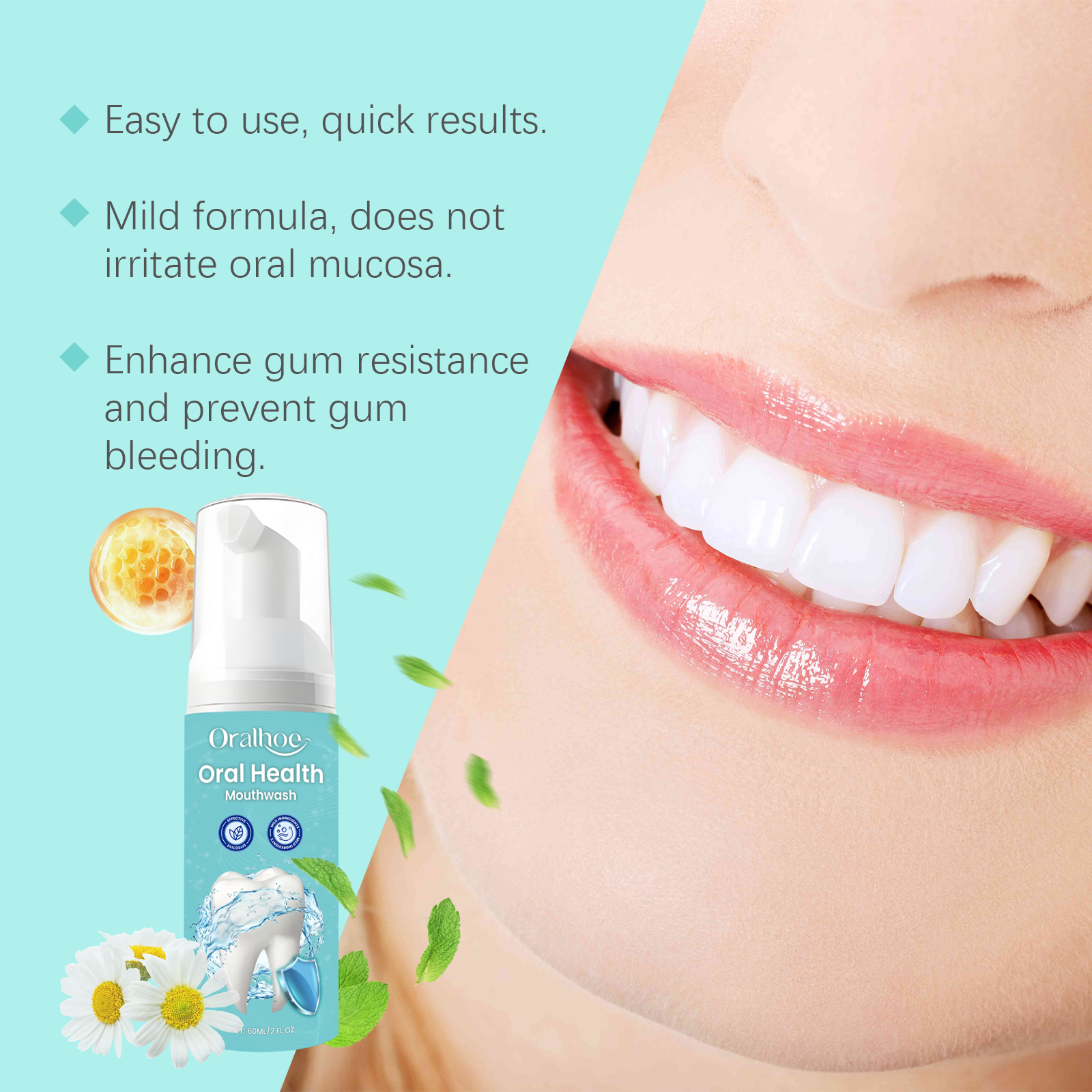 Oralhoe 60ml Teeth Cleaning Mo - огляд і ціна Teeth Whitening Foam Toothpaste