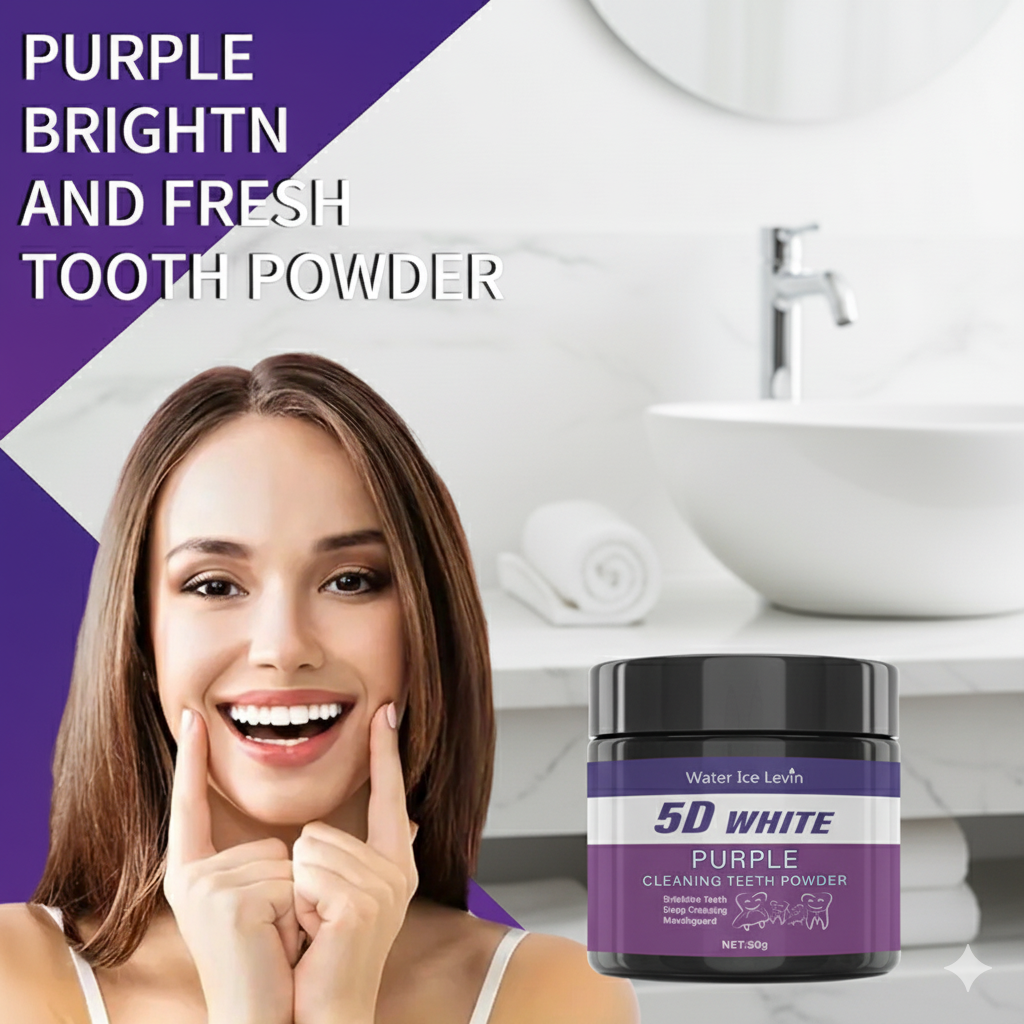 5D White Teeth Powder. Purple  - огляд і ціна Teeth Whitening Oil Pulling