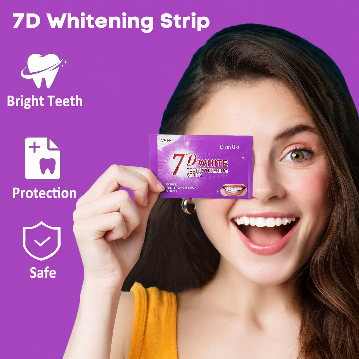 7D Purple Teeth Whitening Stri - огляд і ціна Teeth Whitening Yellow Teeth
