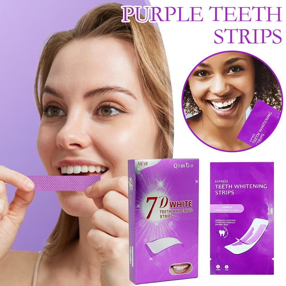 7D Purple Teeth Whitening Stri - огляд і ціна Teeth Whitening Yellow Teeth