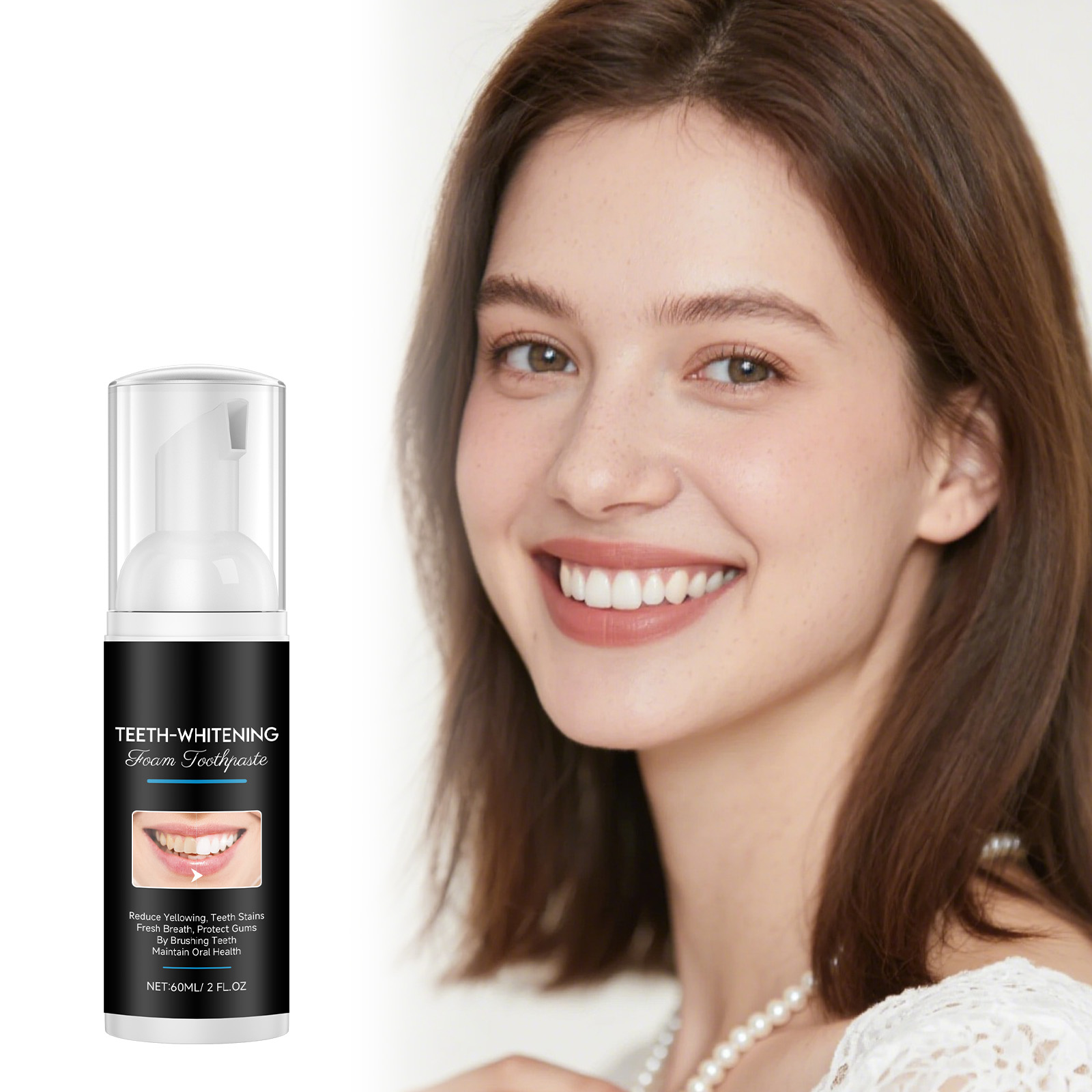 AMZ 60ml Teeth-Whitening Foam  - огляд і ціна Teeth Whitening Foam Toothpaste