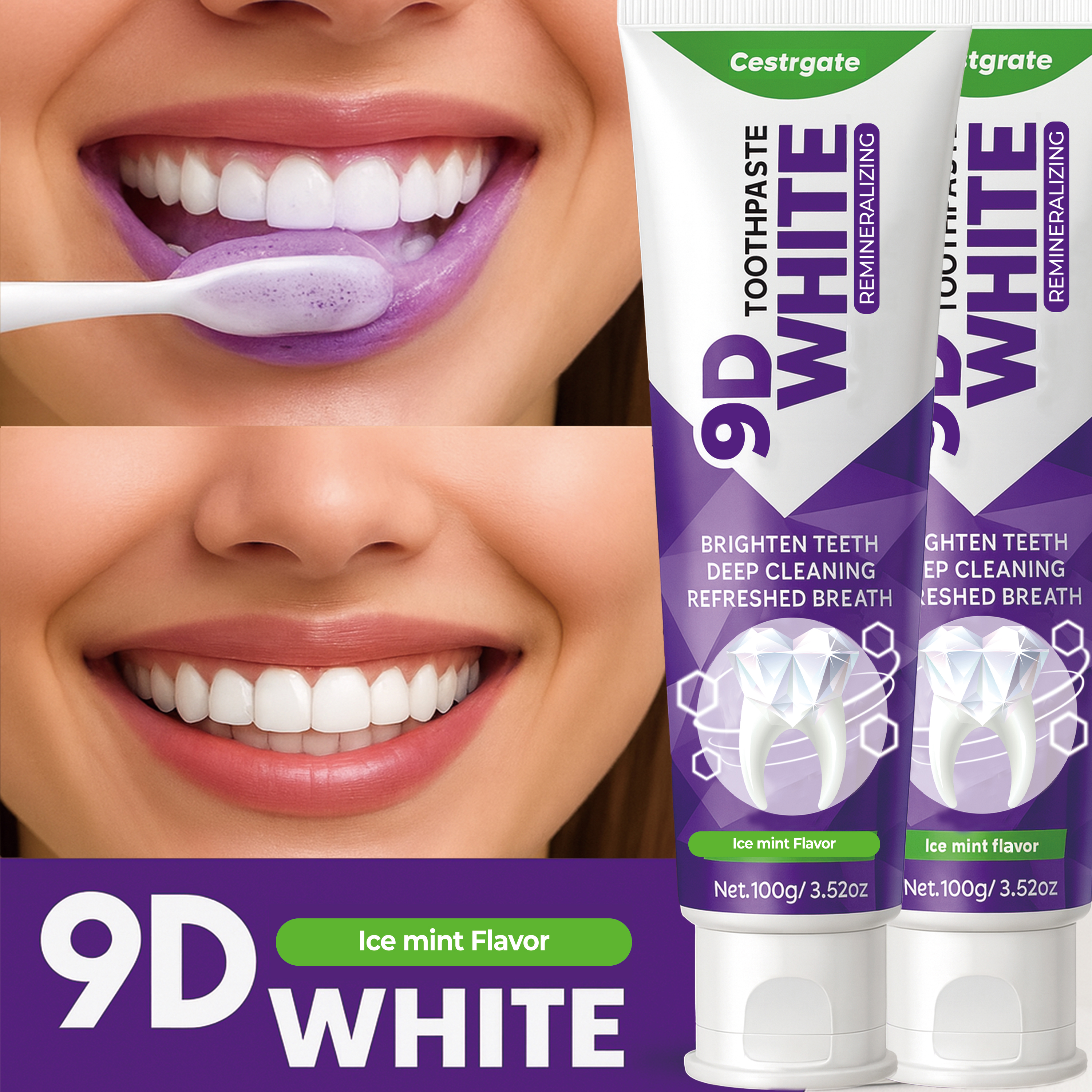 9D White 10% Hydroxyapatite To - огляд і ціна Teeth Whitening Foam Toothpaste