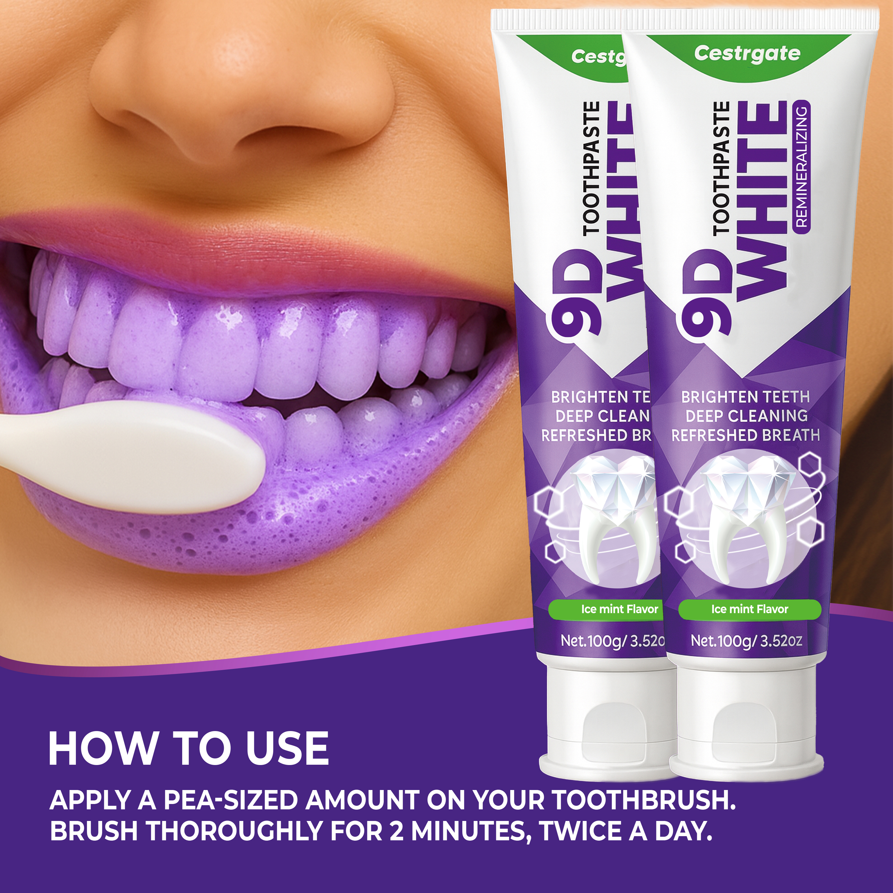 9D White 10% Hydroxyapatite To - огляд і ціна Teeth Whitening Foam Toothpaste
