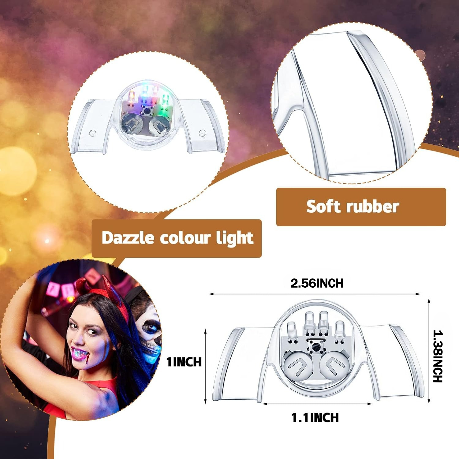 1pcs LED Flashing Mouth Teeth  - огляд і ціна Led Mouth Tray
