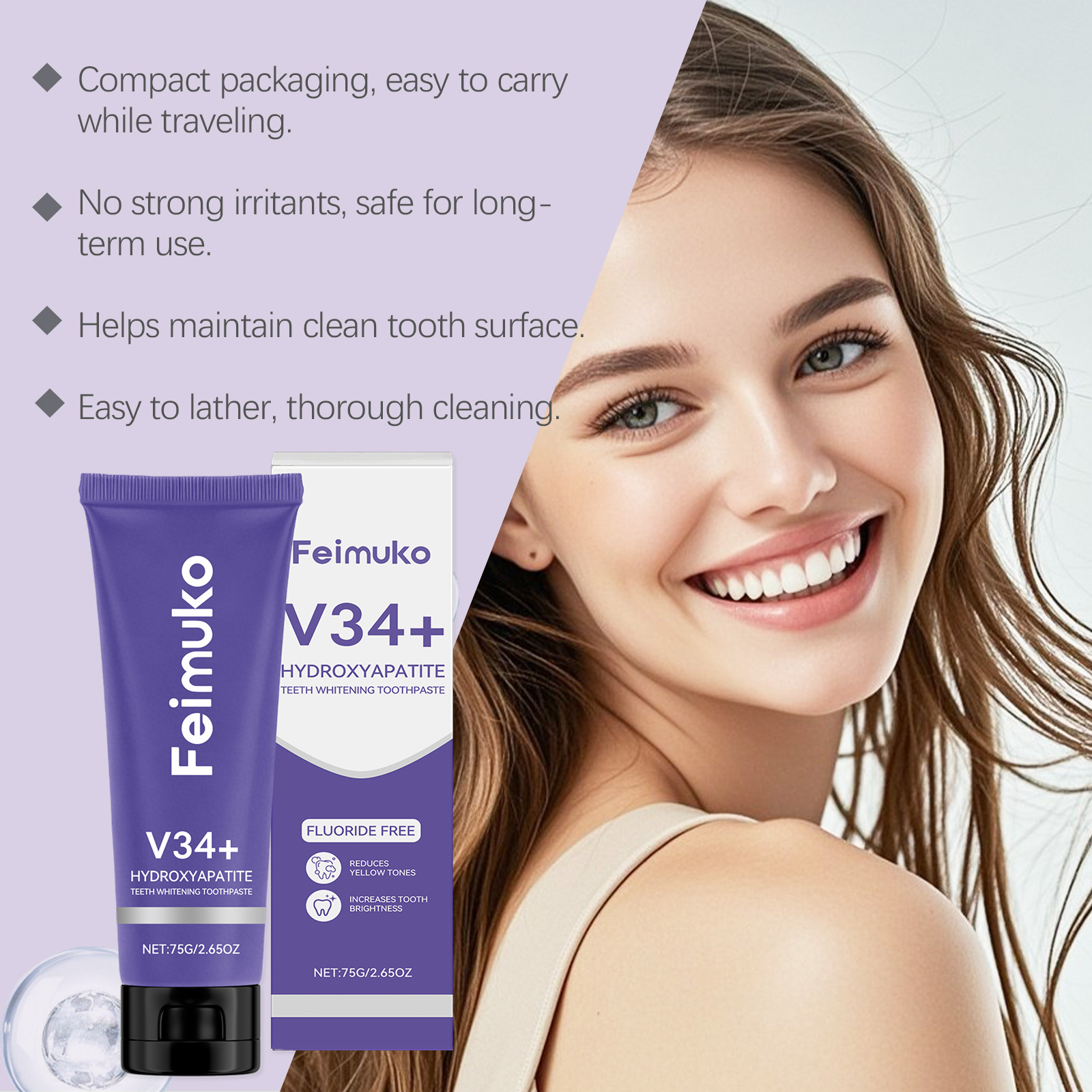 Feimuko Teeth Whitening Toothp - огляд і ціна Teeth Whitening Foam Toothpaste