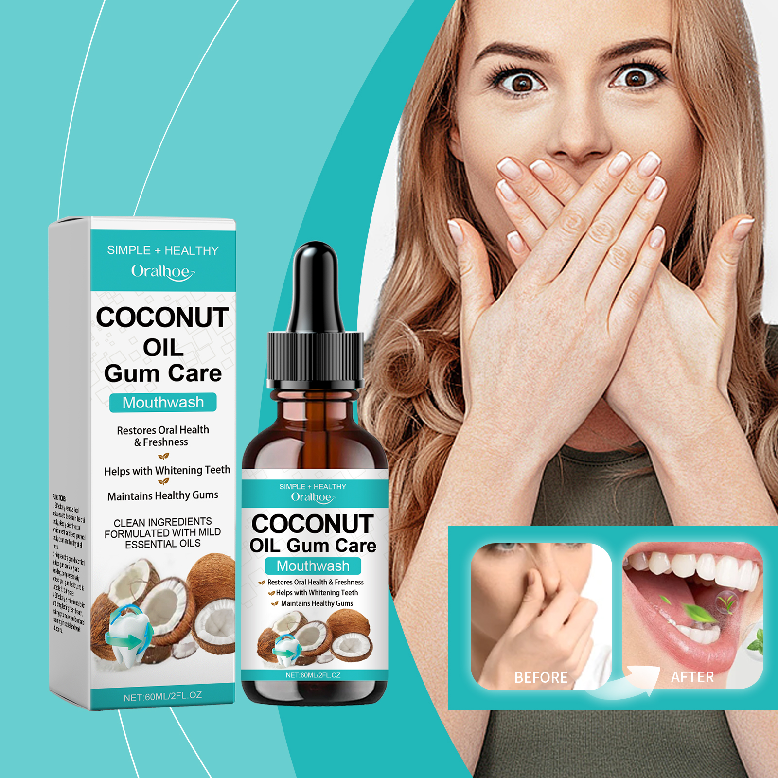 Coconut Mint Pulling Oil Mouth - огляд і ціна Teeth Whitening Oil Pulling